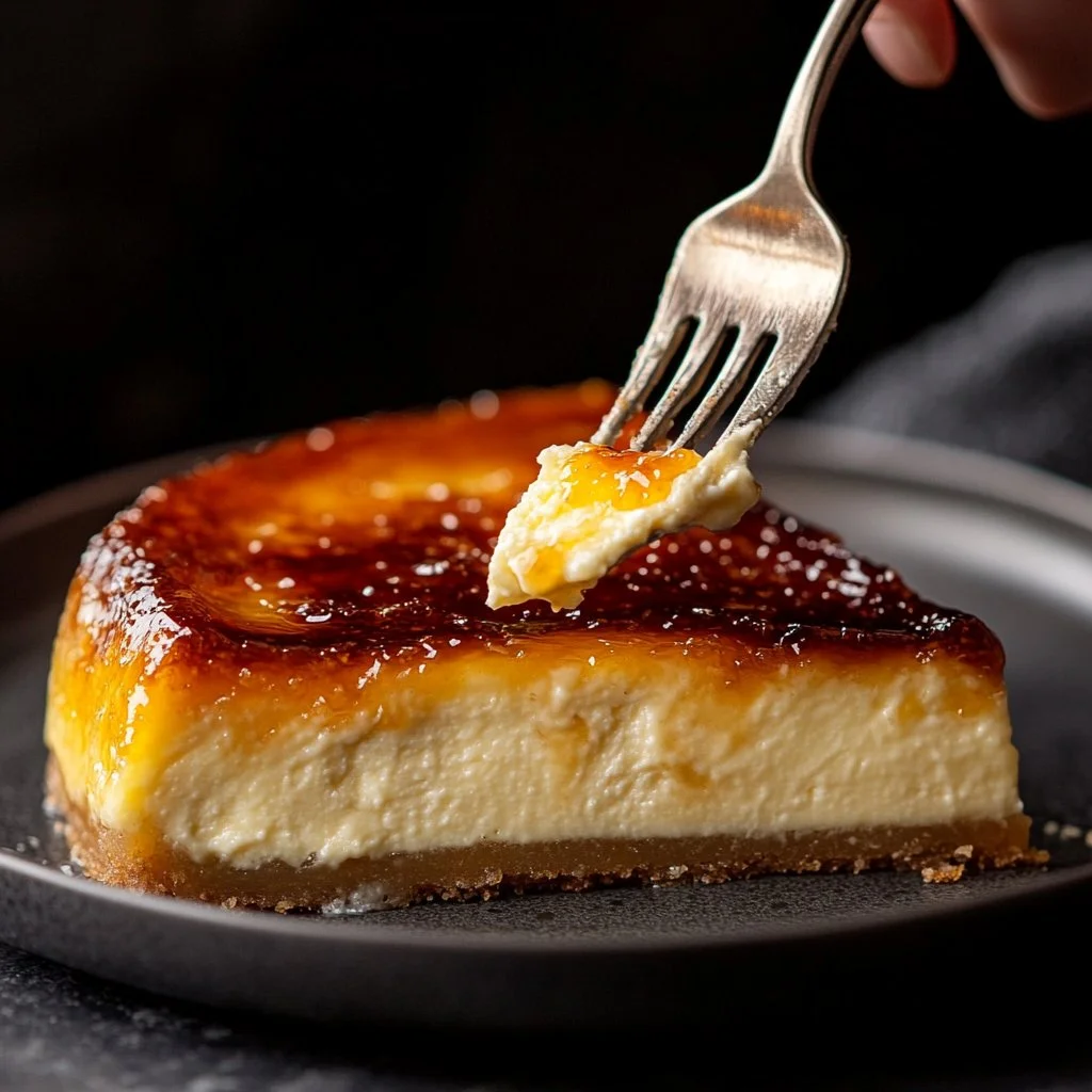 Delicioso Cheesecake de Crème Brûlée con caramelo tostado