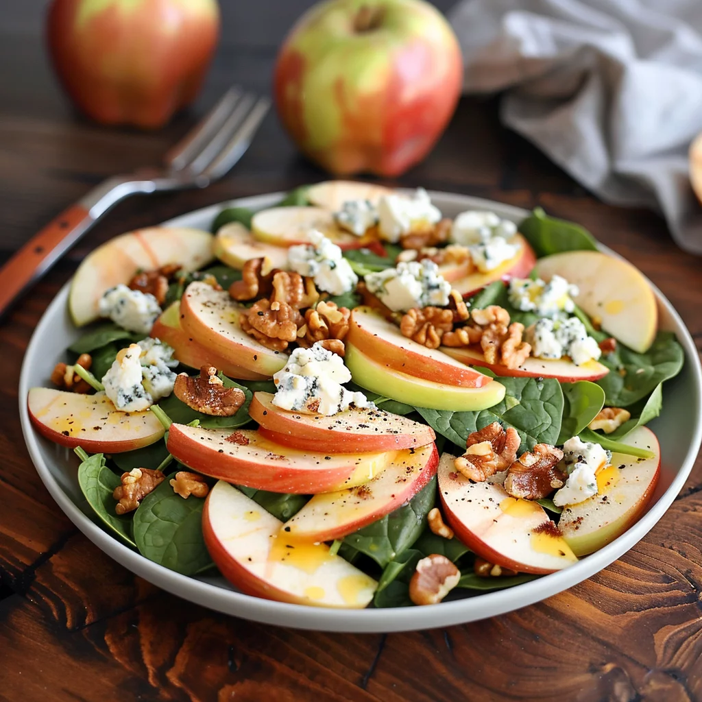 Ensalada de Manzana Espinacas y Queso de Cabra Con Toque de Nuez