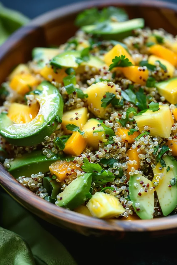 Ensalada de Quinoa Con Aguacate Mango y Piña - ¡Sabor Exótico y Refrescante!