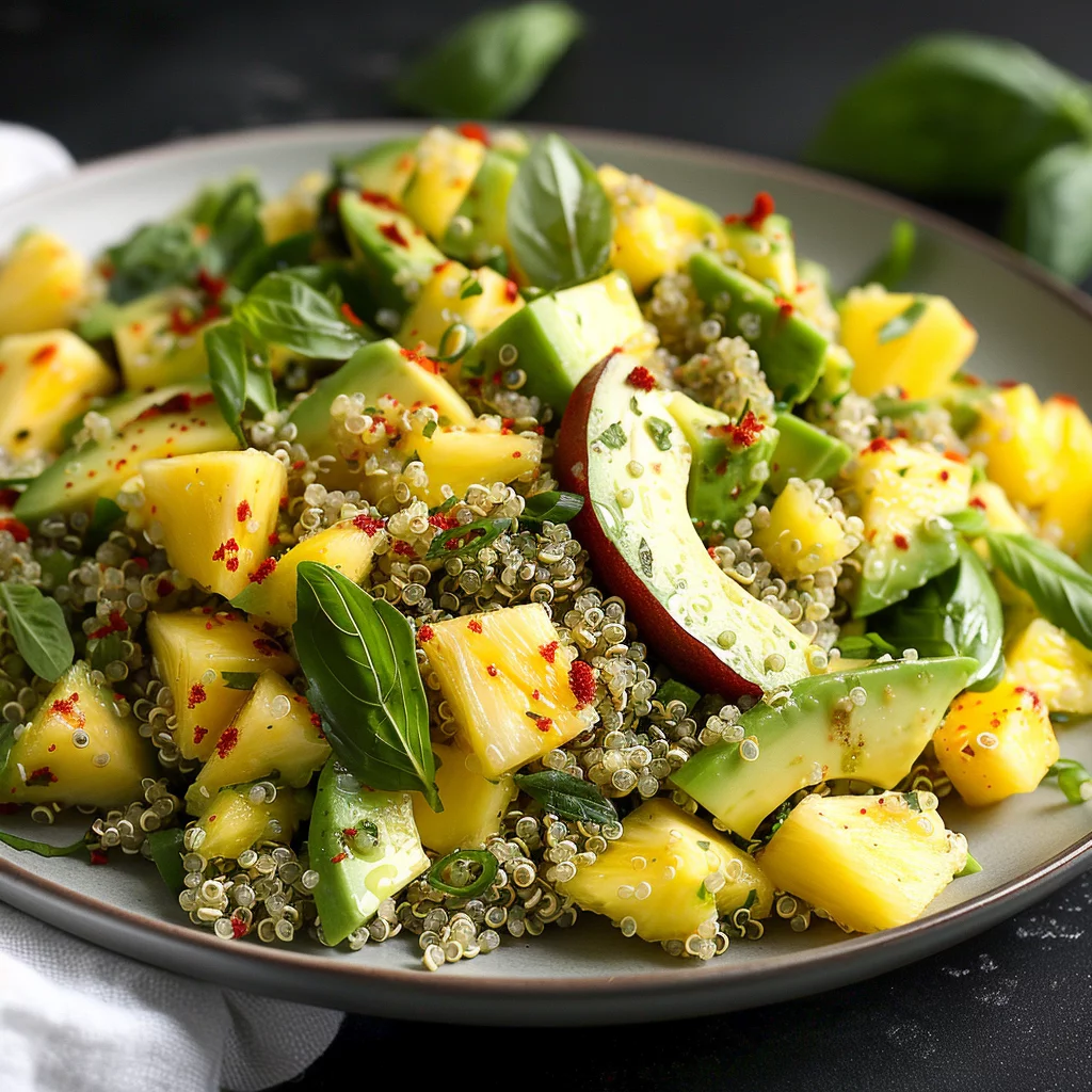 Ensalada de Quinoa Con Aguacate Mango y Piña