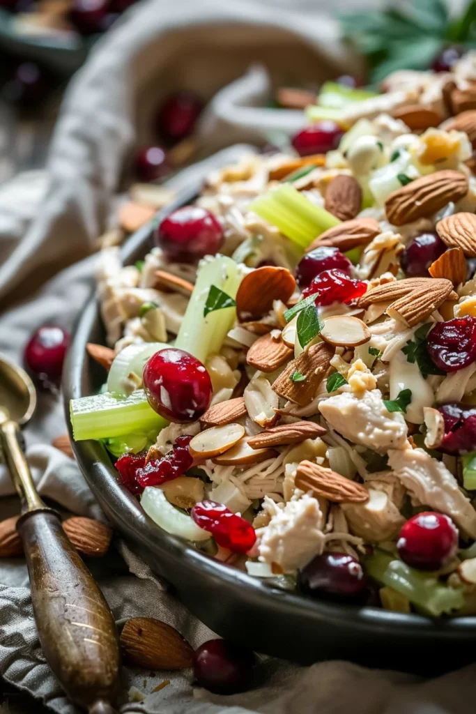 Ensalada Navideña de Pollo Cremoso Con Arándanos y Nuez Crocante: ¡Explota tu paladar con esta delicia inigualable!