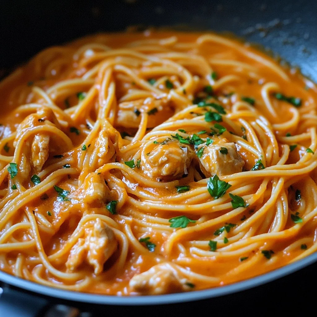 Espaguetis de pollo en una olla, receta fácil y deliciosa