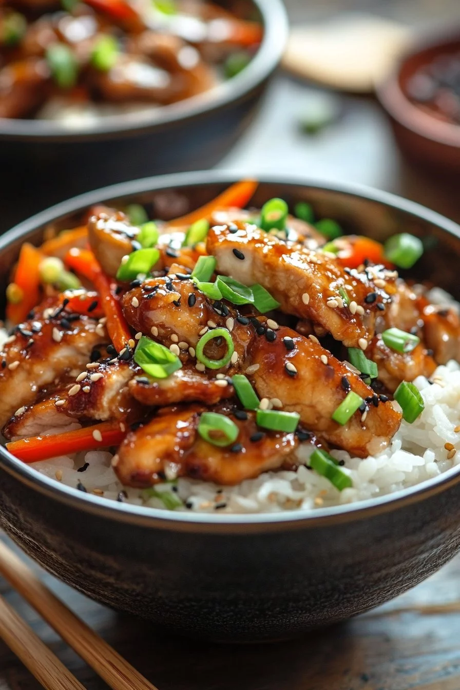 Tazón de arroz con pollo teriyaki