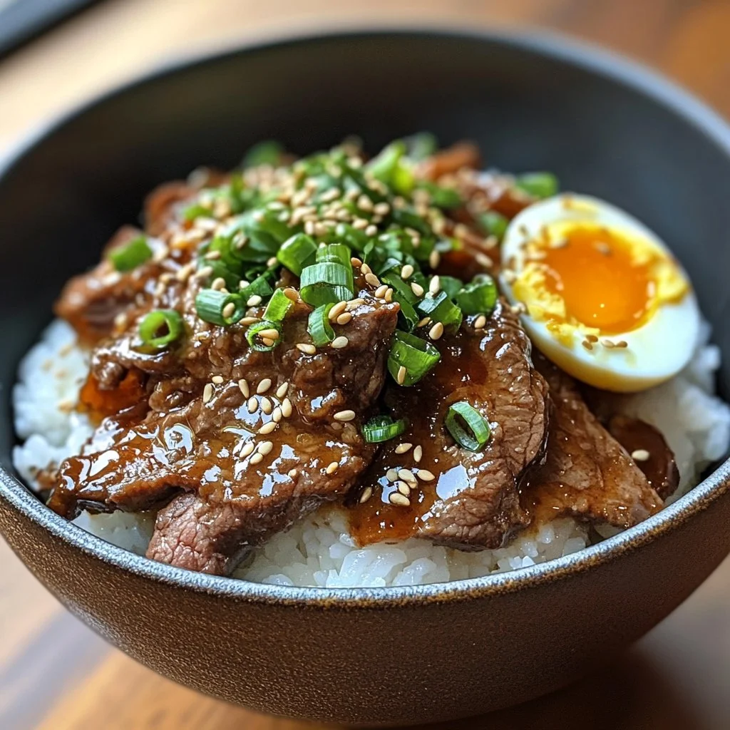 Gyudon - Tazón de arroz con carne de res, un plato japonés delicioso