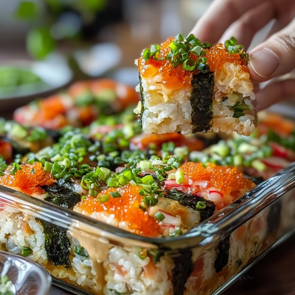 Delicioso horneado de sushi con ingredientes frescos y variedad de sabores.