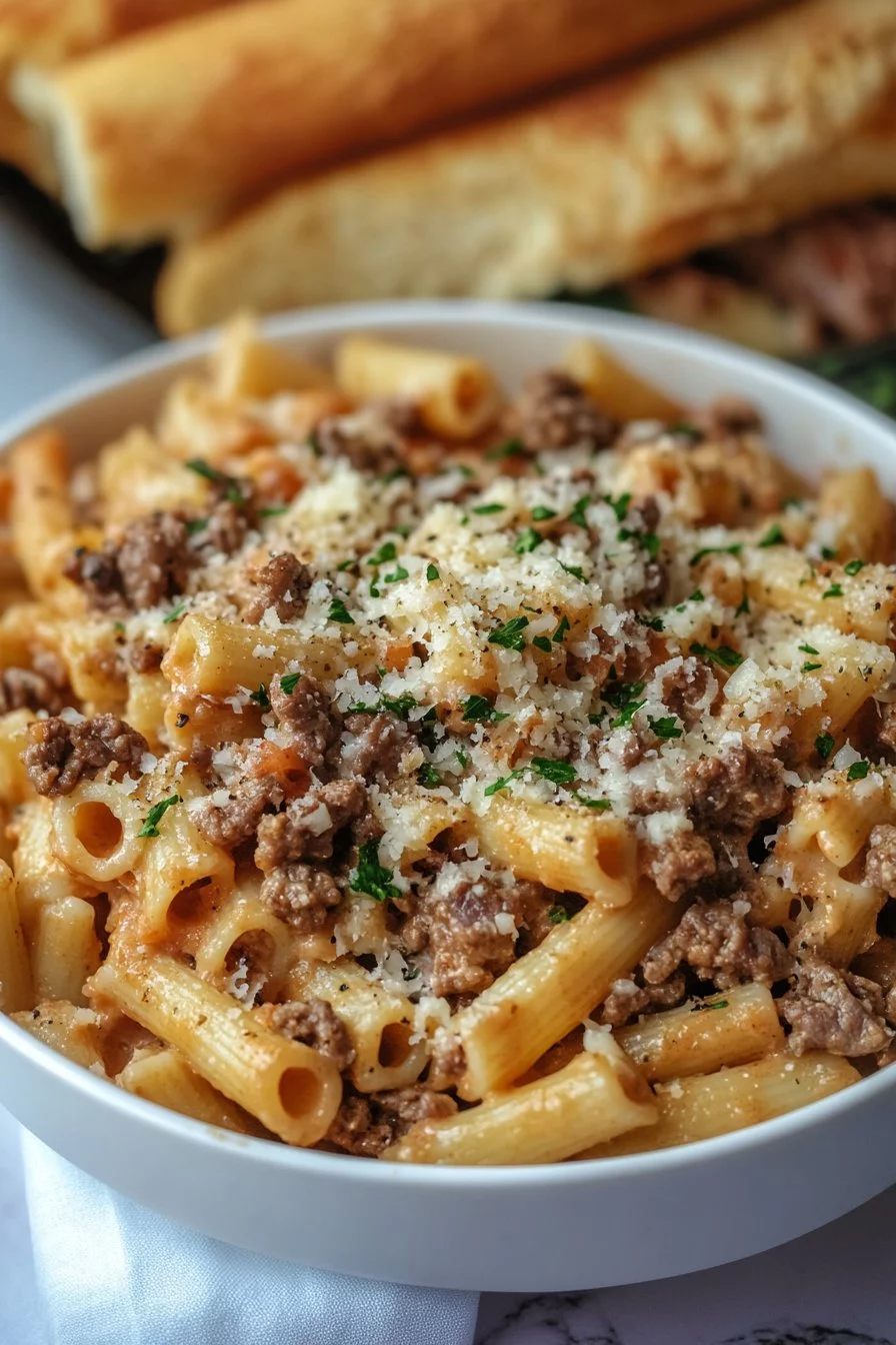 Pasta Cremosa con Carne de Res