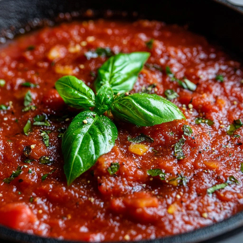 Receta de salsa marinara italiana con ingredientes frescos y auténticos sabores.