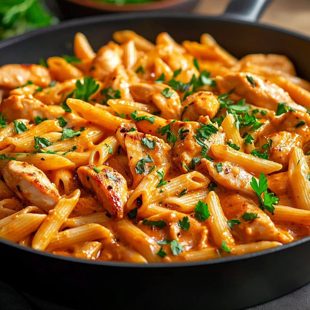 Olla Pasta de Pollo Cásame en un plato, un plato delicioso y fácil de preparar.