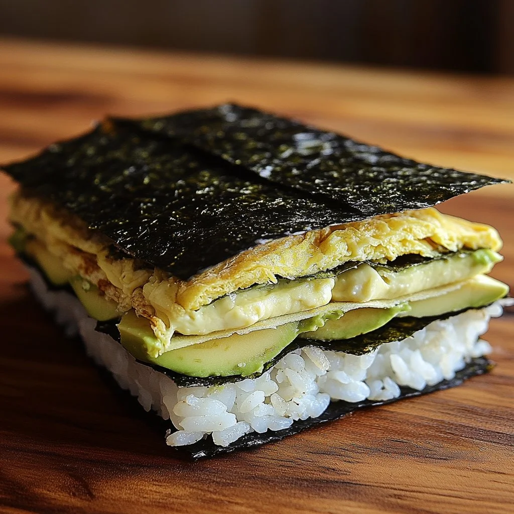 Onigirazu, un sándwich japonés de arroz y relleno saludable.