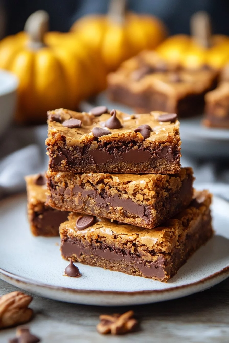 Barras de Chocolate con Calabaza Fudgy (Blondies de Calabaza)