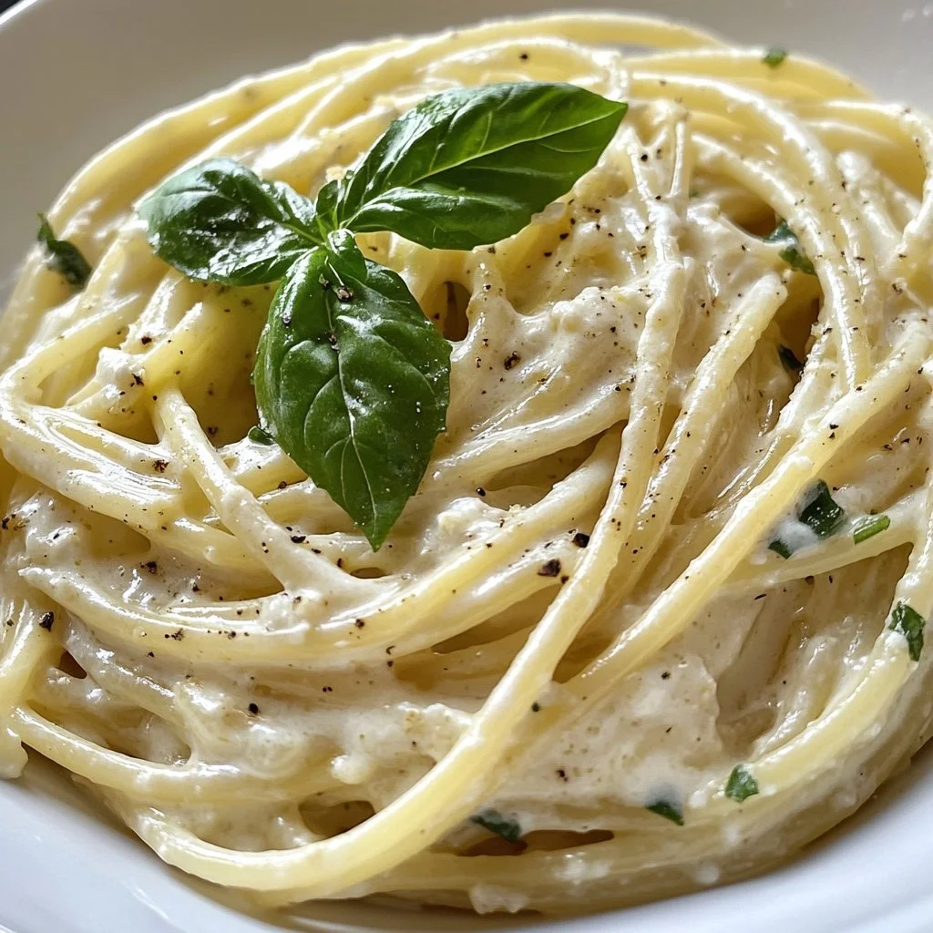 Plato de Pasta con Ricotta servido con hierbas frescas y queso