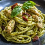 Pasta de pollo con pesto
