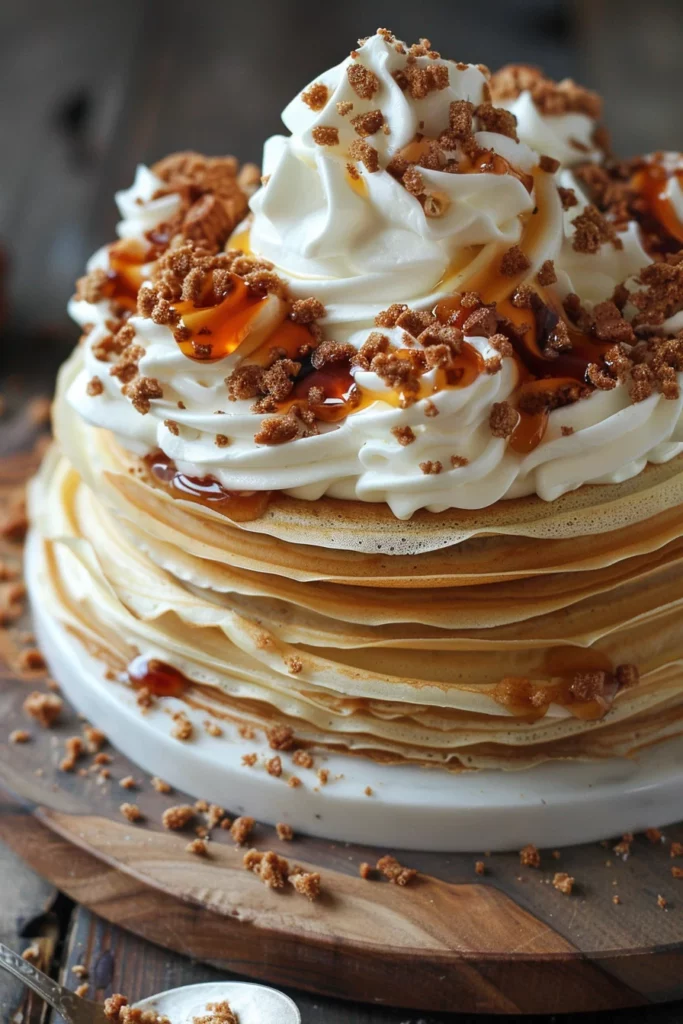 Pastel de Crêpes con Vainilla y Speculoos: ¡Sabor celestial en cada bocado!
