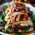 Pechugas de Pollo Gourmet Rellenas de Brie Espinacas y Arándanos Caramelizados