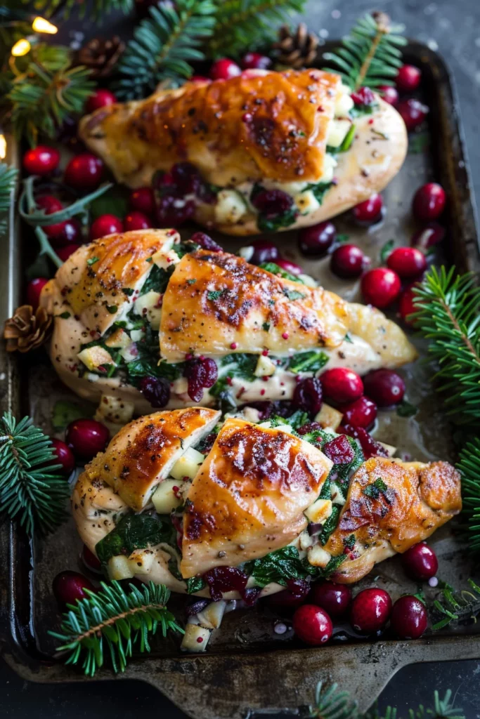 Pechugas de Pollo Navideñas Rellenas: ¡Exquisito Festín de Sabores!