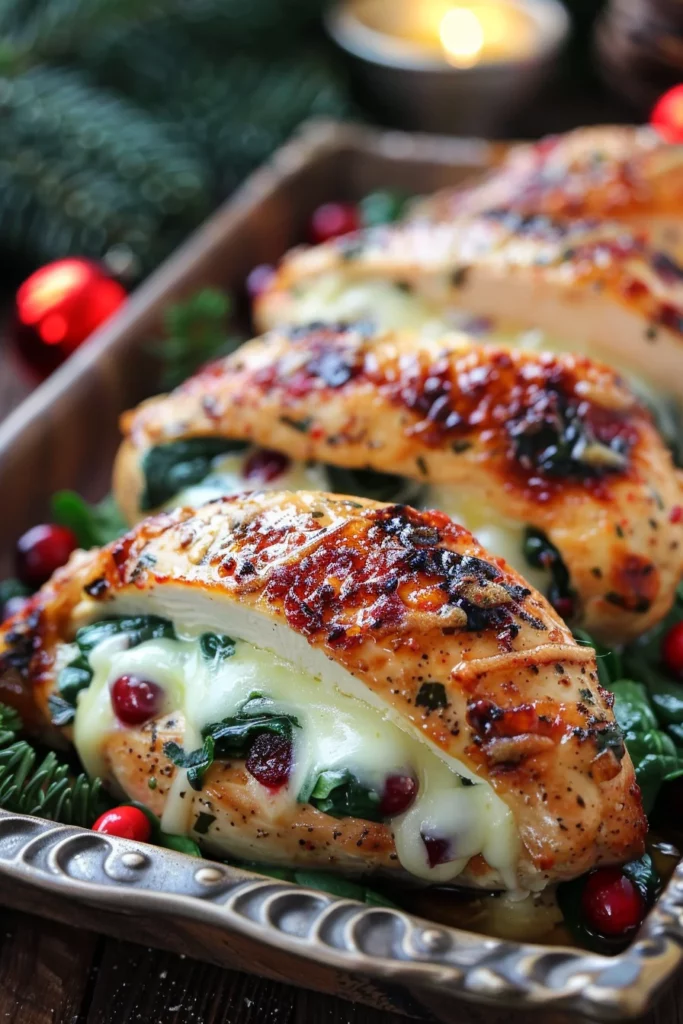 Pechugas de Pollo Navideñas Rellenas: ¡Exquisito Festín de Sabores!
