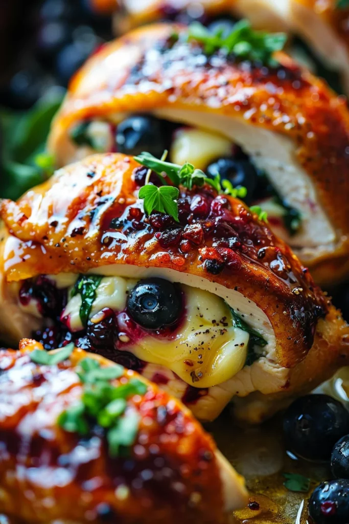 Pechugas de Pollo Rellenas de Arándanos y Espinacas con Brie: ¡Exquisita explosión de sabores!