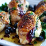 Pechugas de Pollo Rellenas de Arándanos y Espinacas con Brie