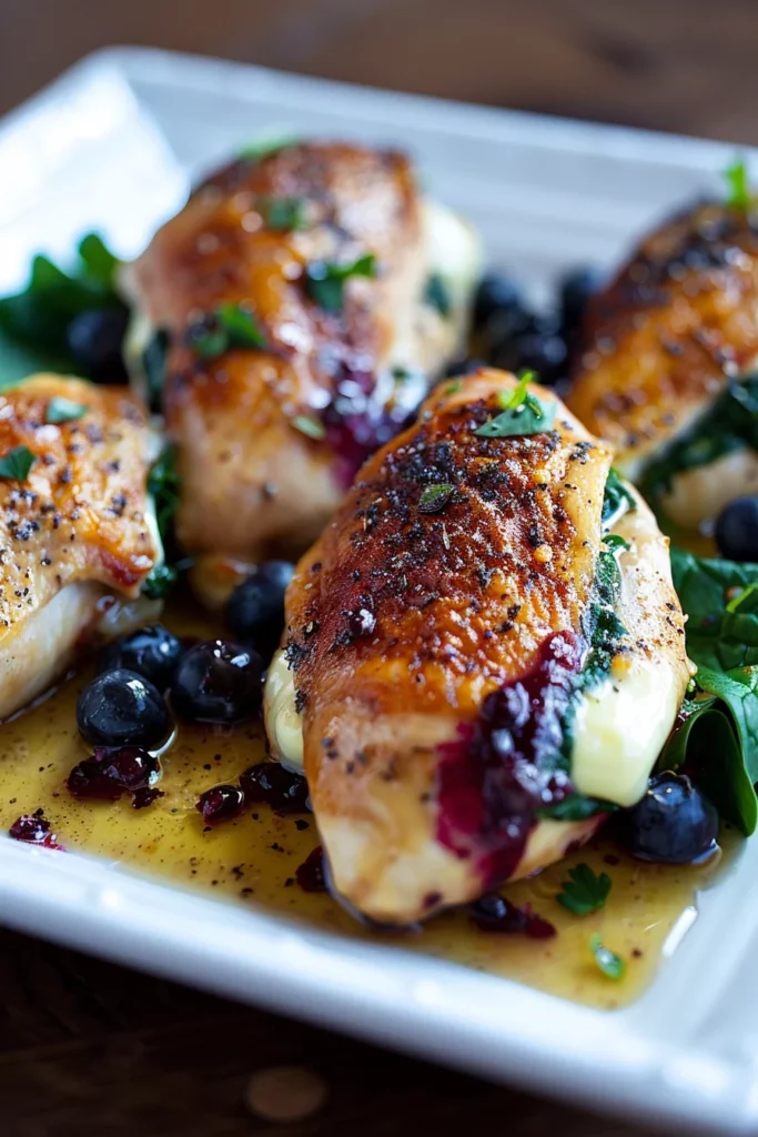 Pechugas de Pollo Rellenas de Arándanos y Espinacas con Brie: ¡Exquisita explosión de sabores!