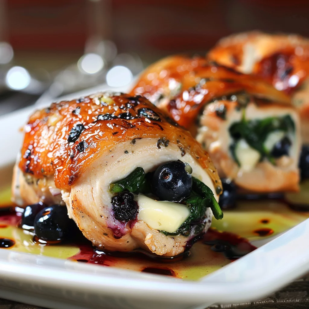 Pechugas de Pollo Rellenas de Arándanos y Espinacas con Brie