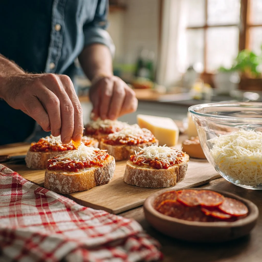 Pizzas de pan de ajo fáciles y sabrosas listas para disfrutar.