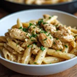 Pollo al ajo y parmesano con pasta
