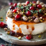 Queso Crema Bañado en Salsa Dulce de Chipotle Con Arándanos y Pistache