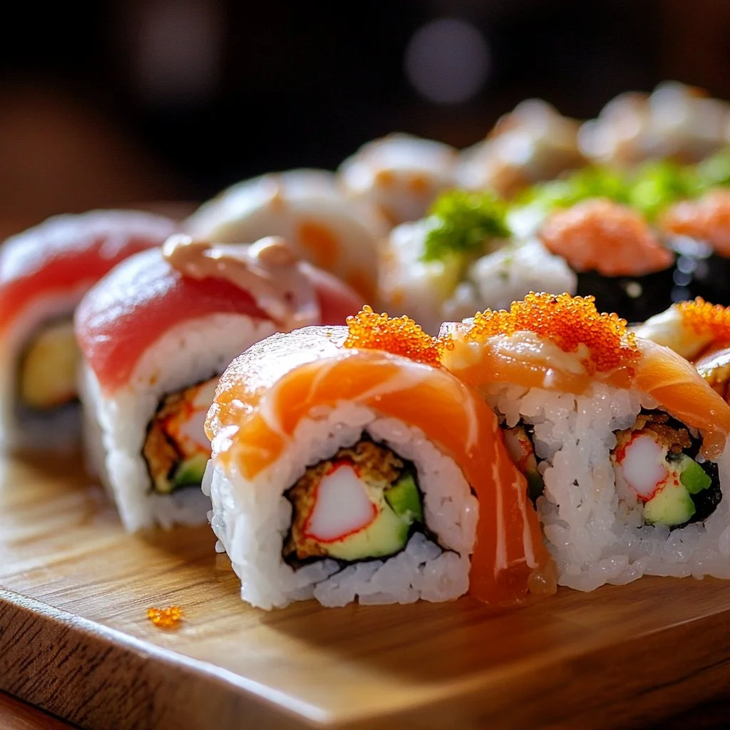 Rollito Crujiente de Sushi con ingredientes frescos y sabrosos