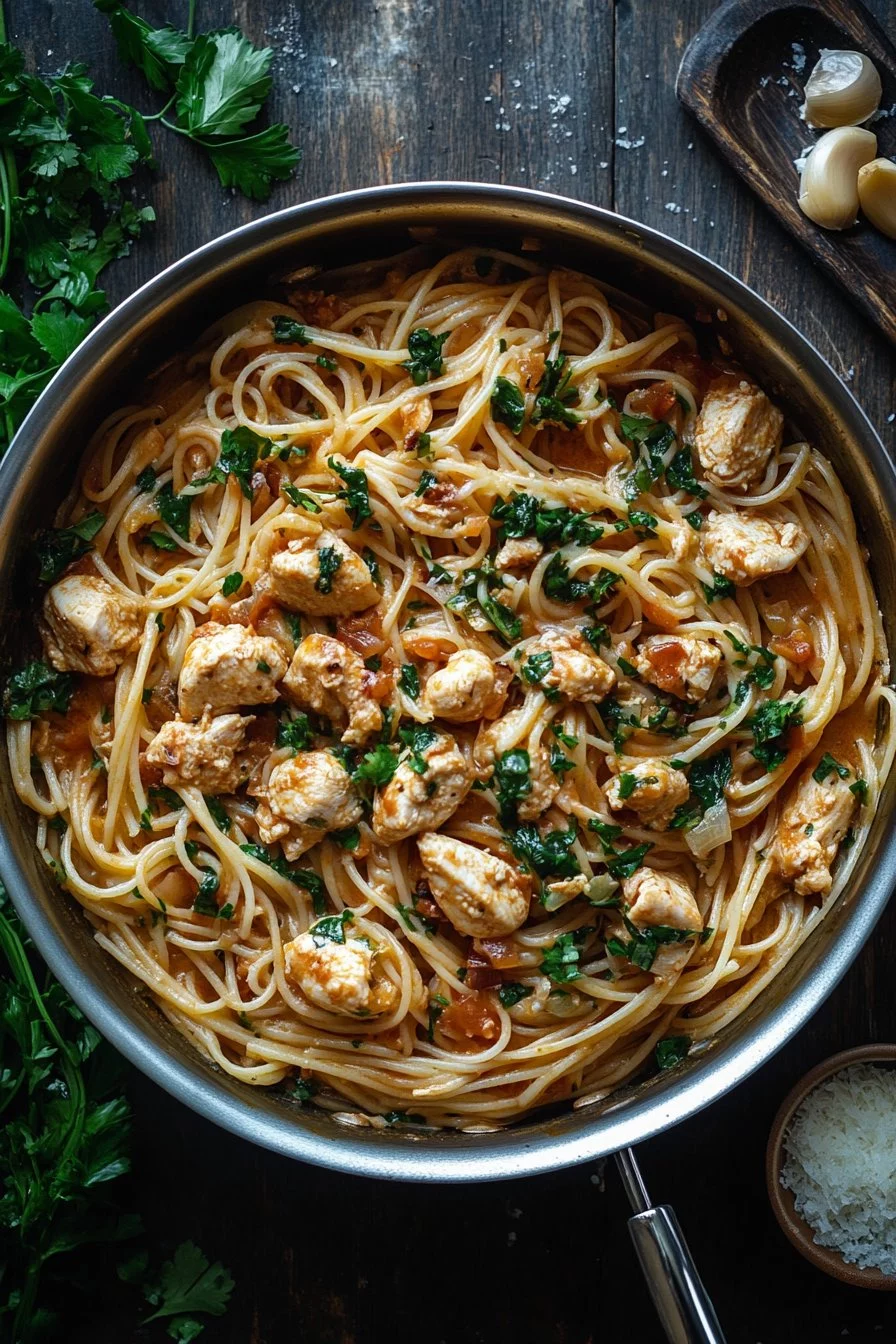 Pollo Pasta Cásame en Una Sola Olla