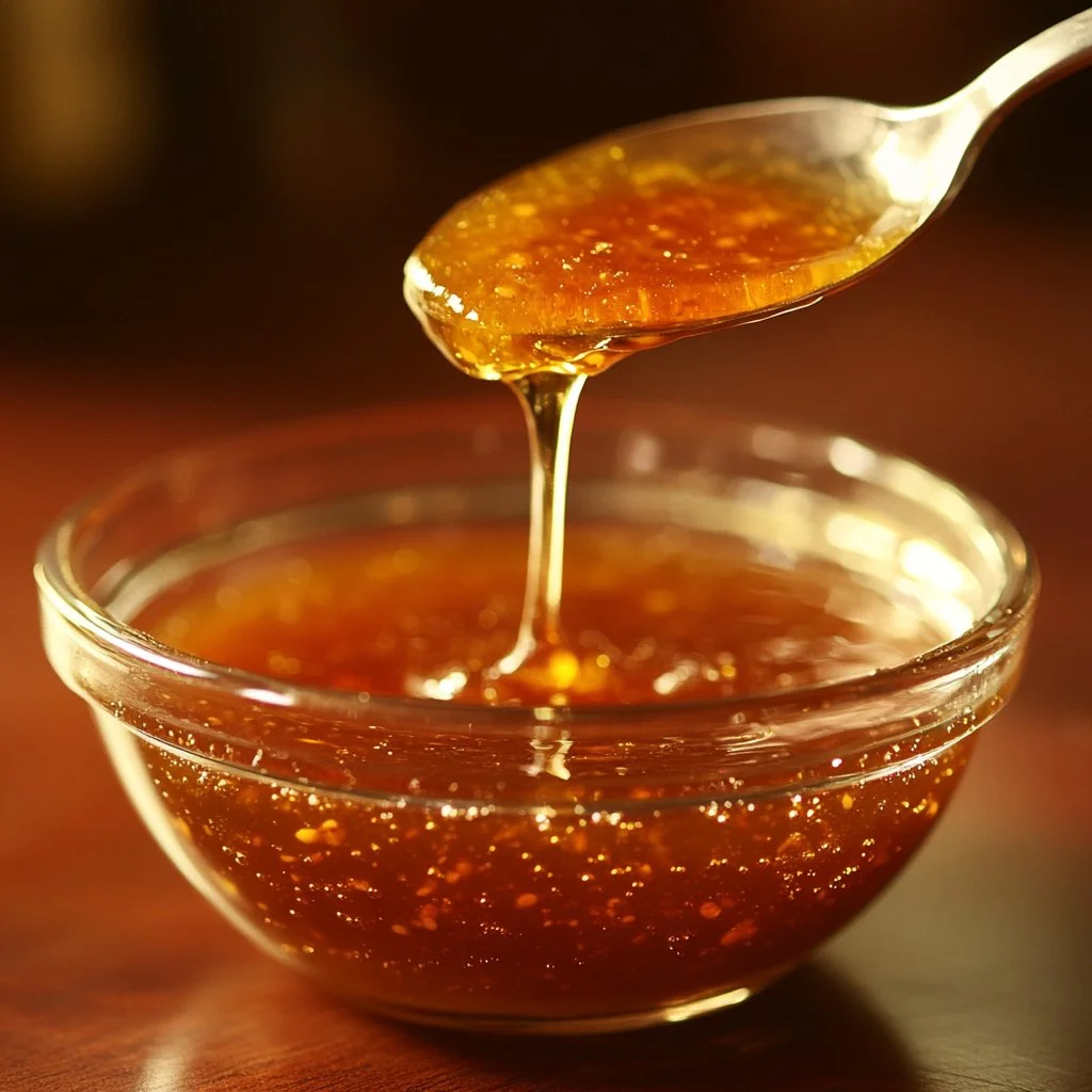 Receta de salsa de miel picante casera en un frasco