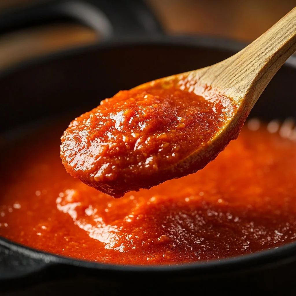 Salsa de tomate casera fresca en un plato