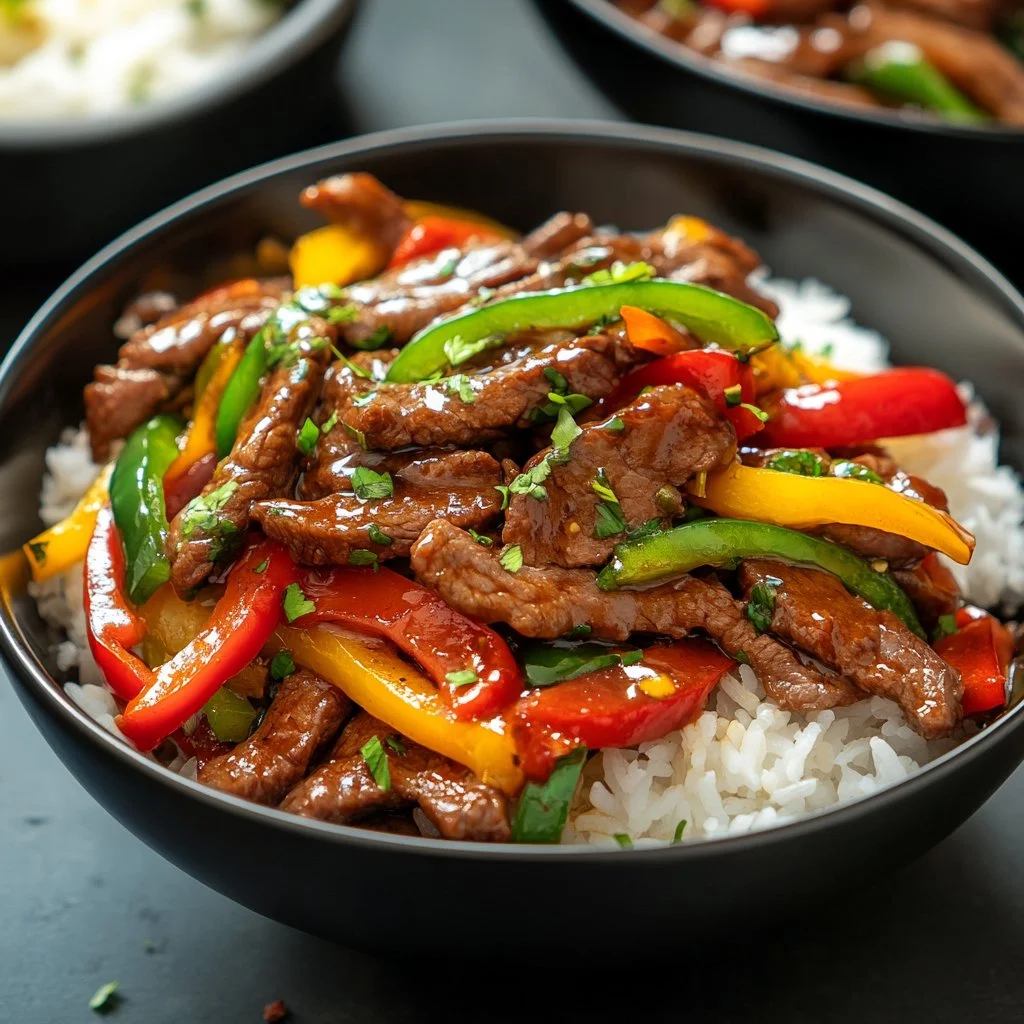 Salteado de carne de res jugoso y sano con verduras frescas