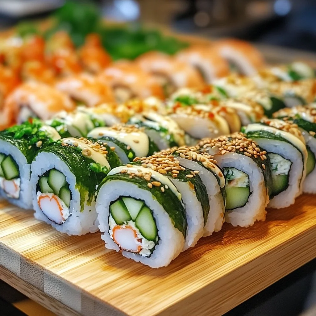 Preparación de sushi casero con ingredientes frescos y técnicas de enrollado.