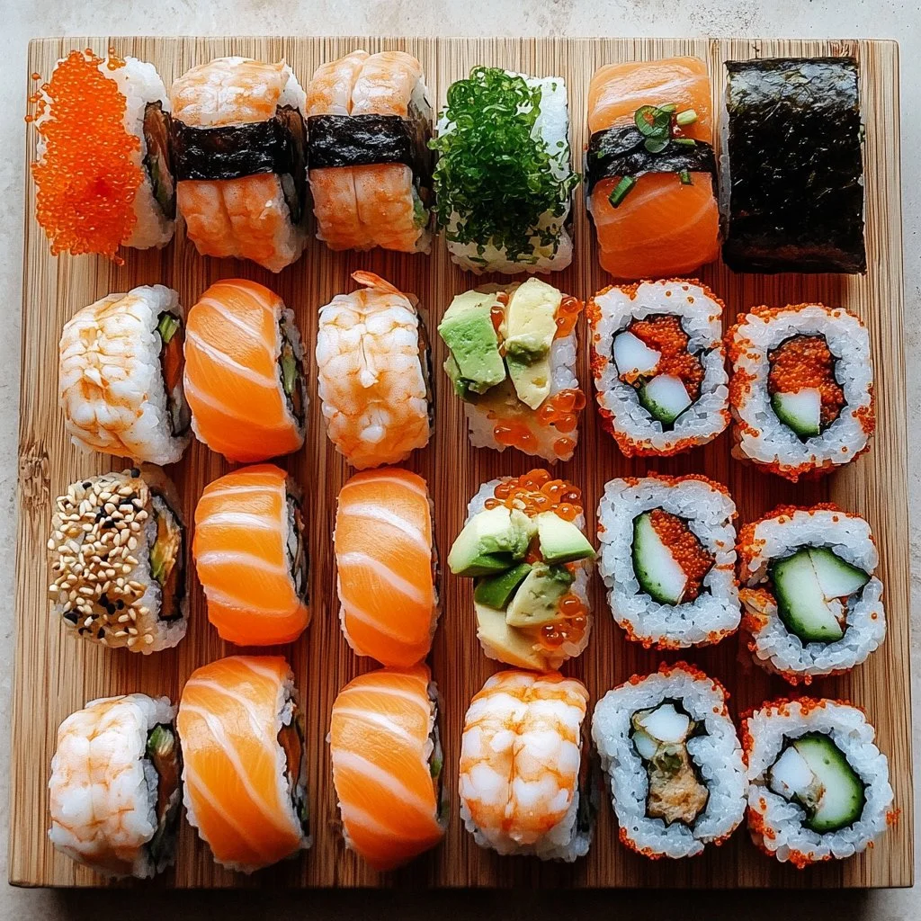 Sushi de camarón con aguacate y queso crema, una delicia al estilo japonés.