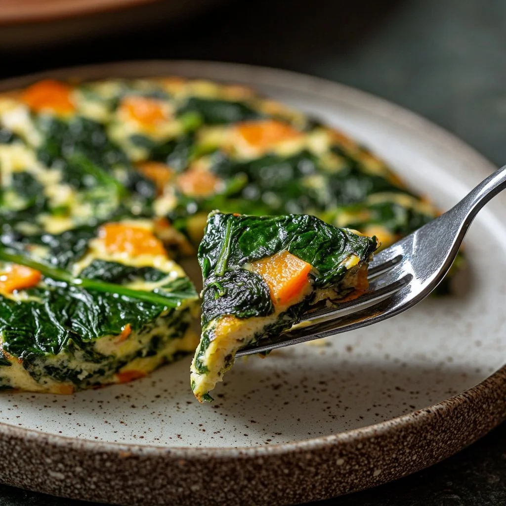 Tortilla de Espinacas fresca y apetitosa servida en un plato elegante