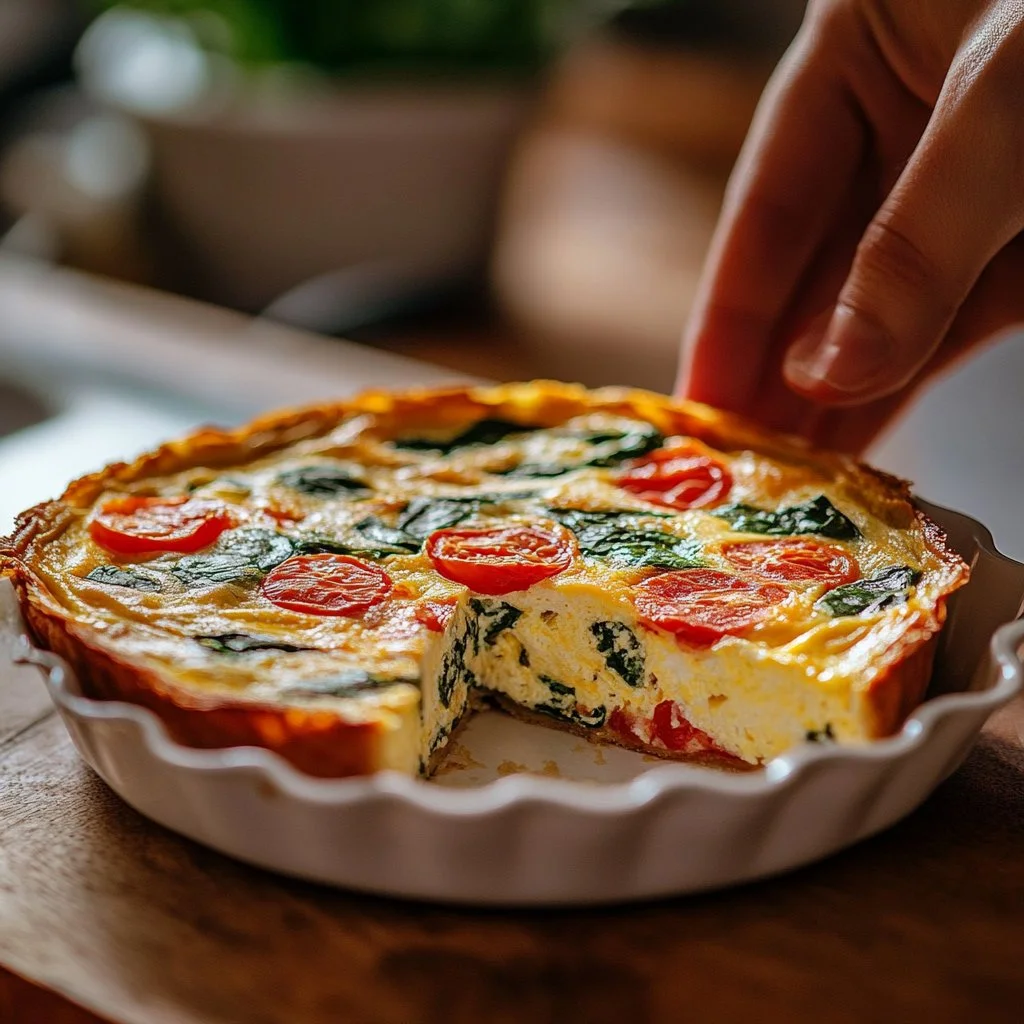 Tortilla de Espinacas y Queso Manchego en un plato