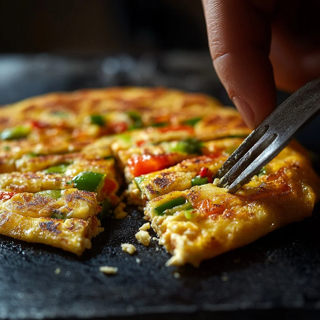Plato de Tortilla de Huevo recién hecha con patatas y cebolla