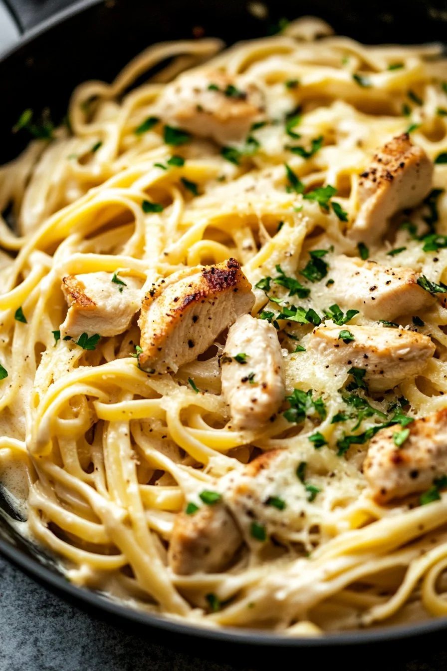 Pasta con Pollo Cremoso al Ajo