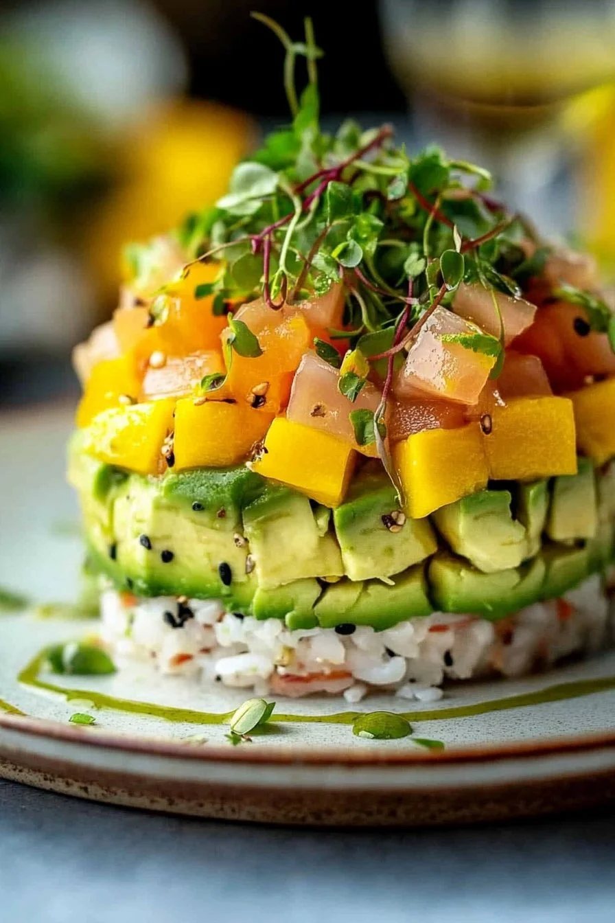 Plato de capas de aguacate