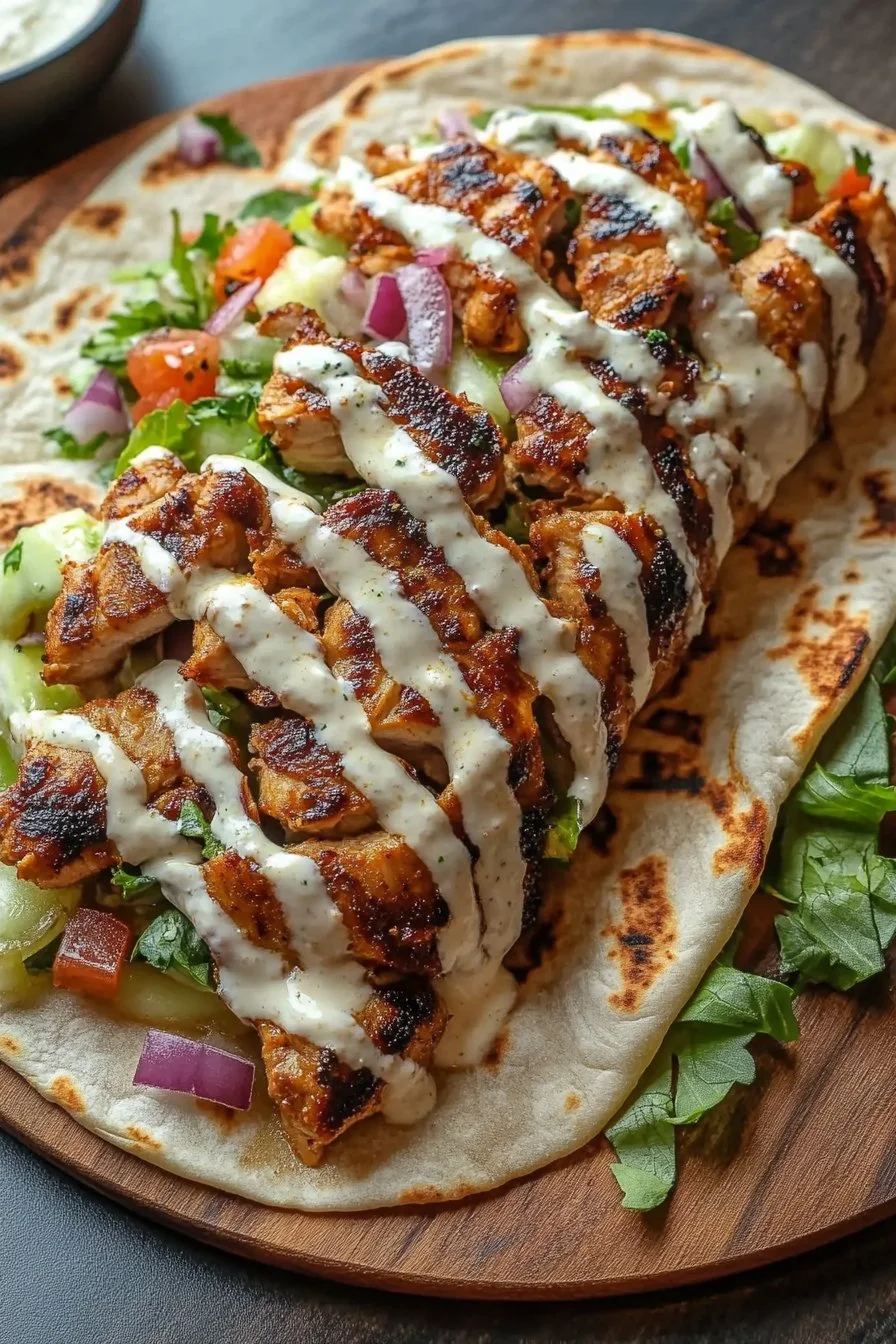 Shawarma de Pollo con Salsa de Ajo Cremosa