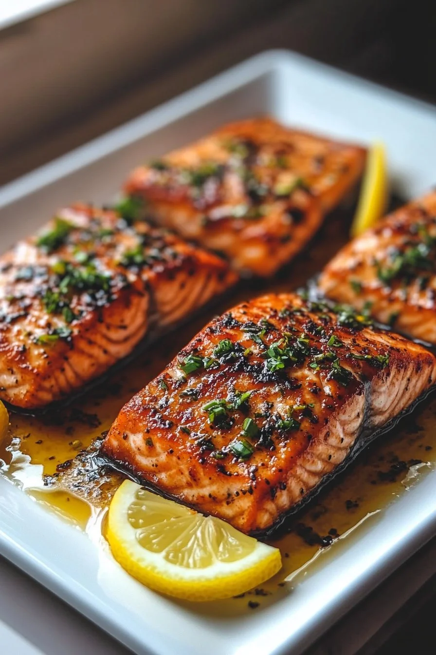 Salmón al horno con salsa de mantequilla de limón