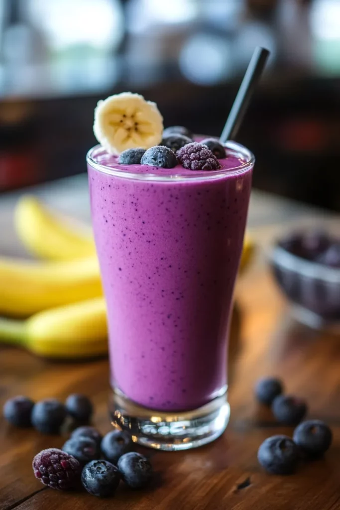 Batido de banana y arándanos