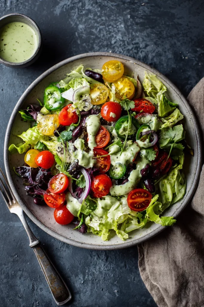 Ensalada con Aderezo de Aguacate