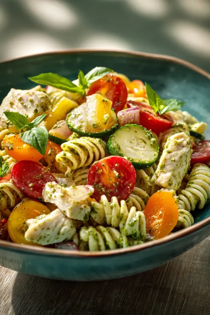 Ensalada de Pasta con Pesto de Pollo