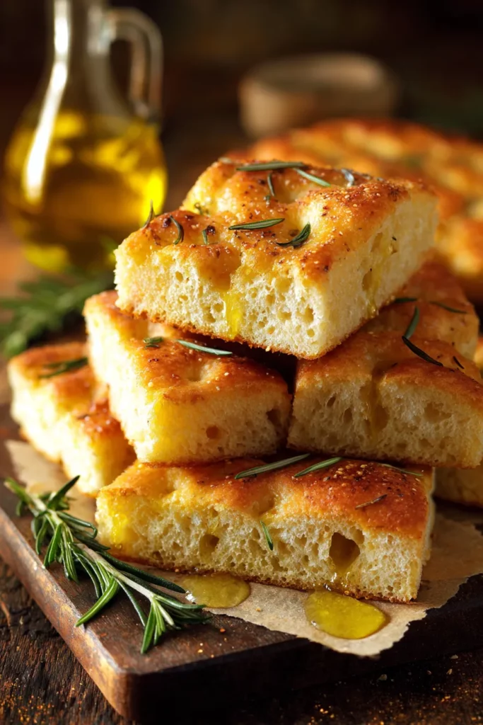 Focaccia recién hecha