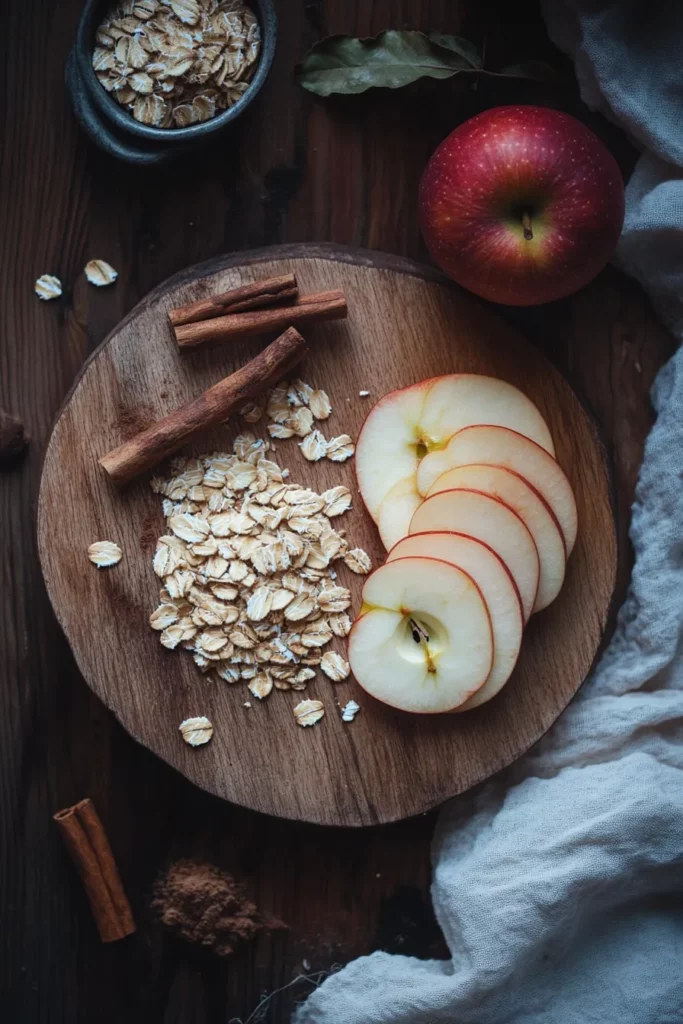 Ingredientes de avena y manzana