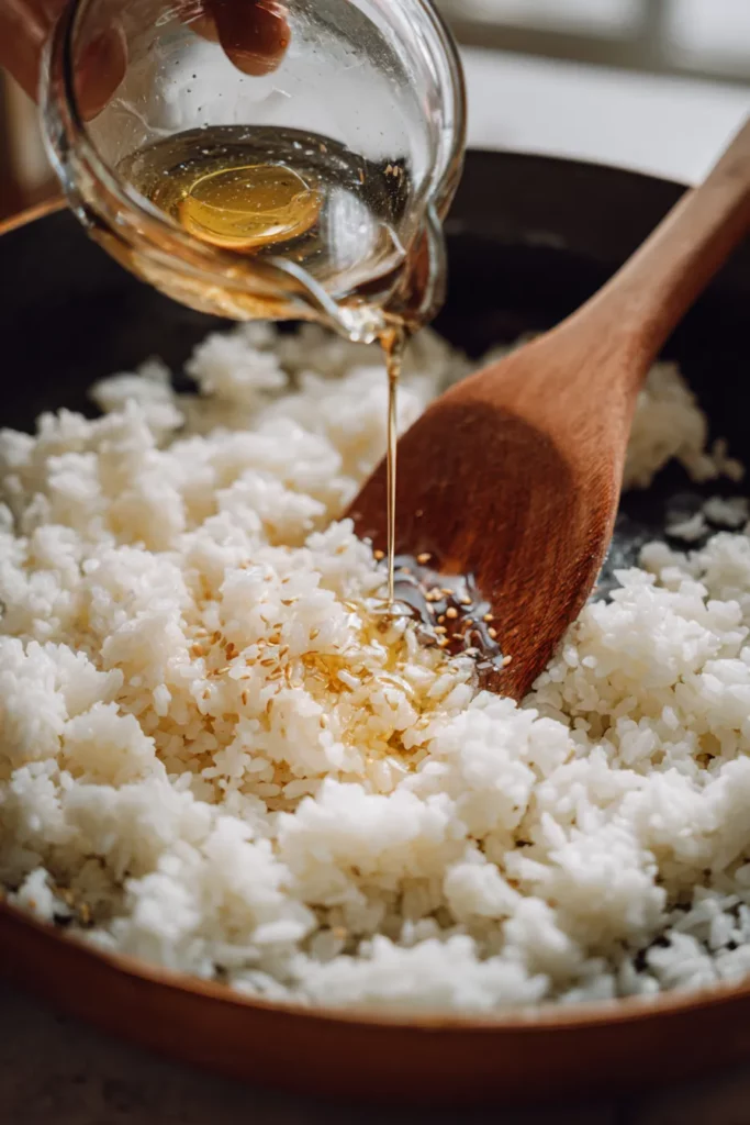 Mezclando vinagre con arroz