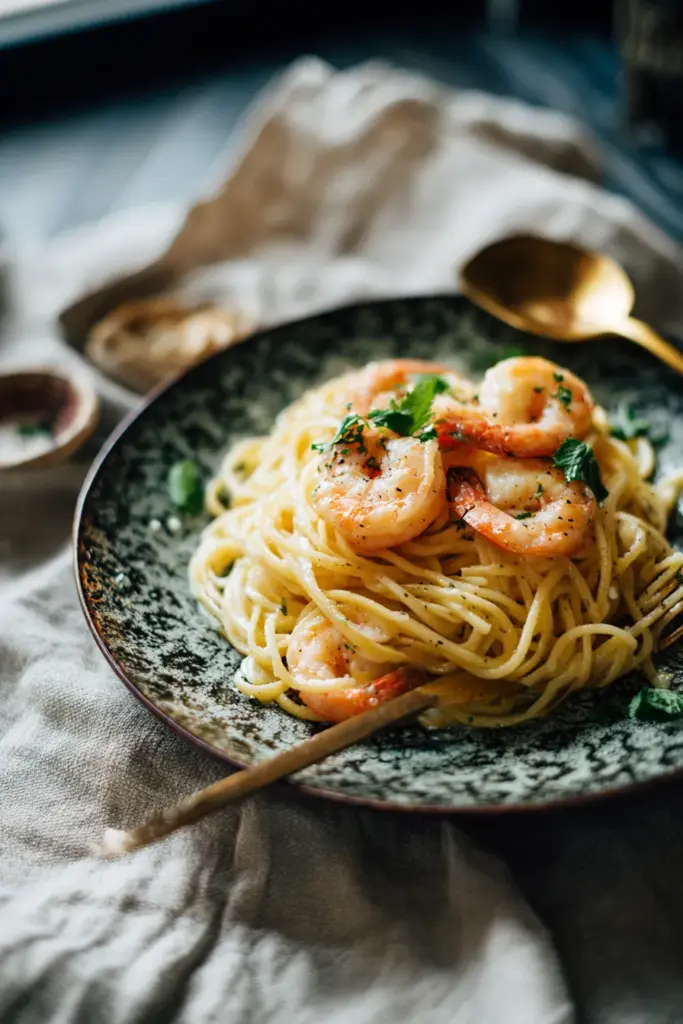 Pasta Cremosa con Camarones