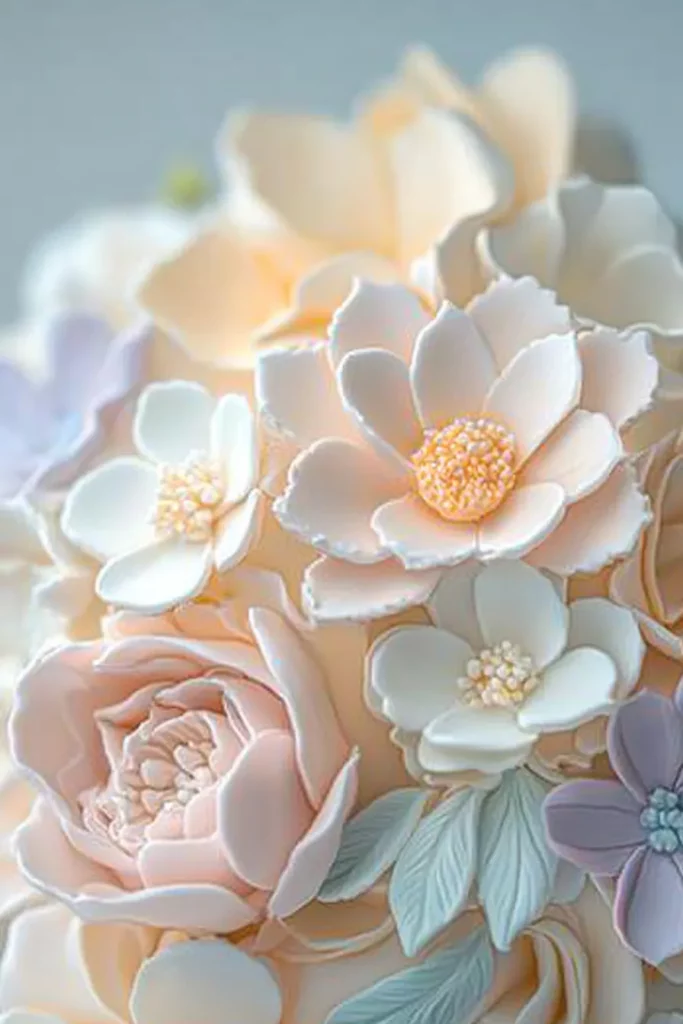 Pastel con Flores Realistas