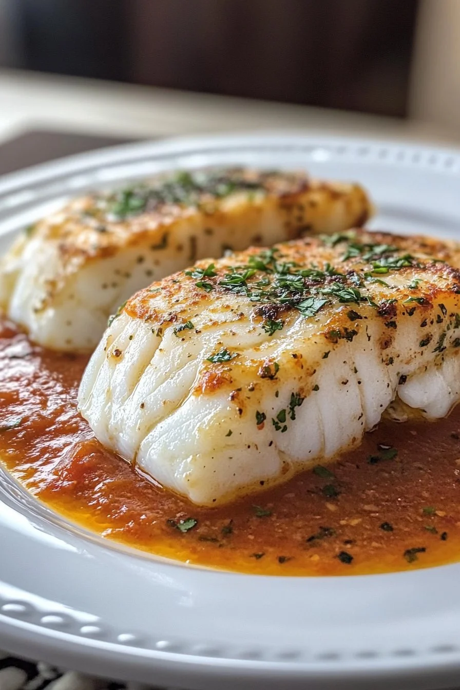 Bacalao en salsa de pimientos rojos asados